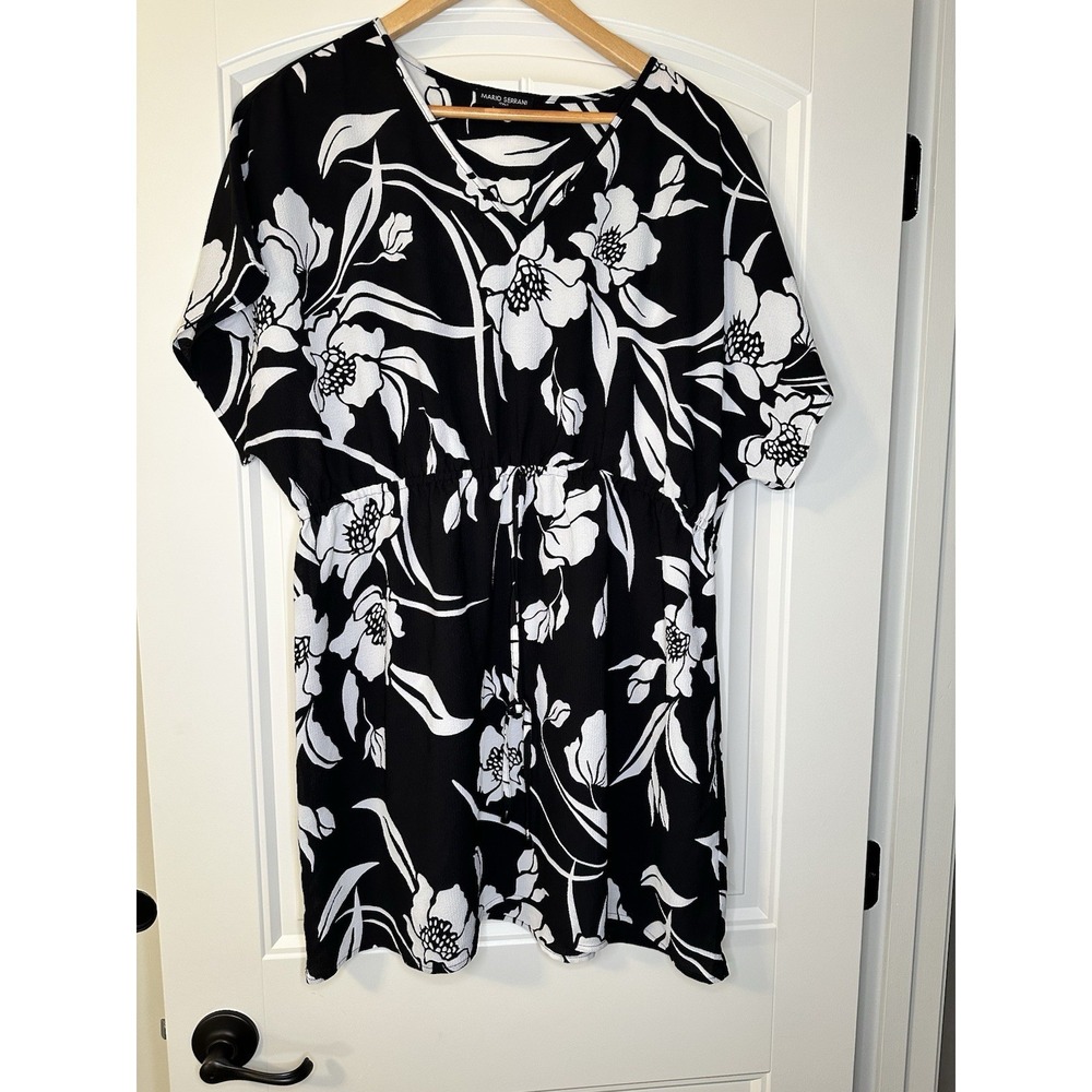 Mario Serrani Ladies' Swim Cover Up, Black & White Floral L